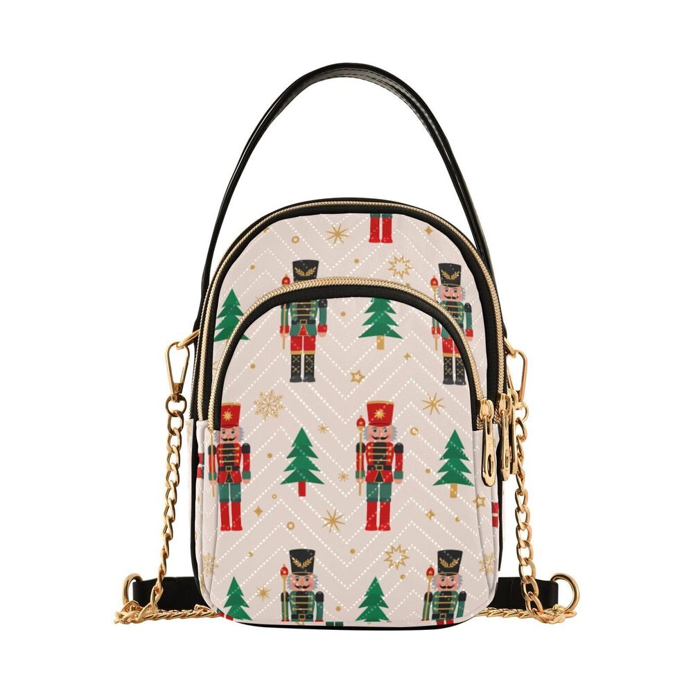 3790 Christmas Cell Phone Purse Nutcrackers Soldier Golden Snowflake View 3